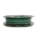 Bonsai-Schale mit Unterteller Gr. 5 - grün - oval -...
