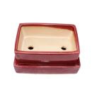 Bonsai bowl with water storage coaster - Gr. 3 - red -...