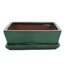 Bonsai bowl with saucer Gr. 3 - rectangular G1 - green - L 18cm - W 14cm - H 5,5cm