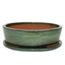 Bonsai-Schale mit Unterteller Gr. 4 - Grün - oval -...