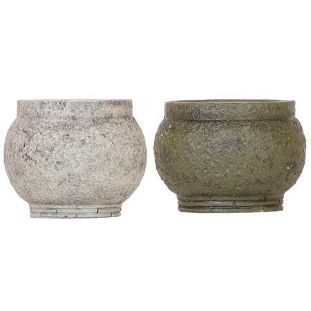 Cachepot set - Ancient Green - natural green - 2 ceramic pots in green and natural tones - suitable for 6cm pots