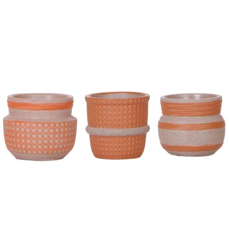 Trio de cache-pots "Terracotta Harmony" - 3 cache-pots au design harmonieux - adaptés aux pots de 6cm