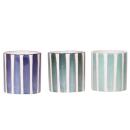 "Painted Stripe" cachepot trio - set of 3 pots...