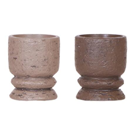 Duo de cache-pots "Vintage" - trophée - set de 2 cache-pots en marron clair et marron foncé