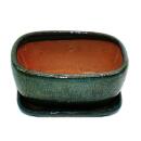 bonsai bowl with saucer size 2 - green - rectangular -...