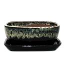 bonsai bowl with saucer size 3 - black and white -...