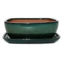 bonsai bowl with saucer size 4 - green - rectangular -...