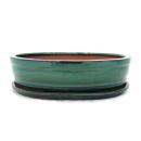 Bonsai-Schale mit Unterteller Gr. 5 - Grün - oval -...