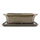 Bonsai cup and saucer Gr. 4 - Olive Brown - Square -...